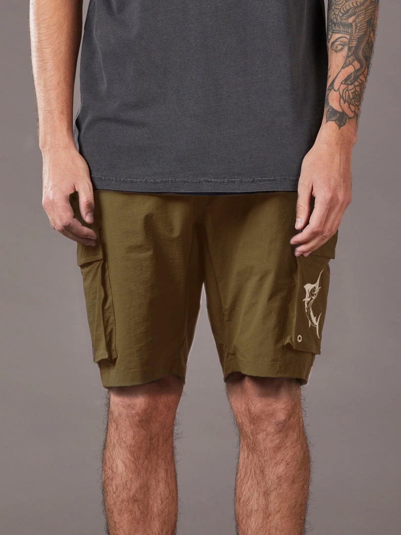 Just Another Fisherman ANGLER TECH CARGO SHORTS - KHAKI Apparel
