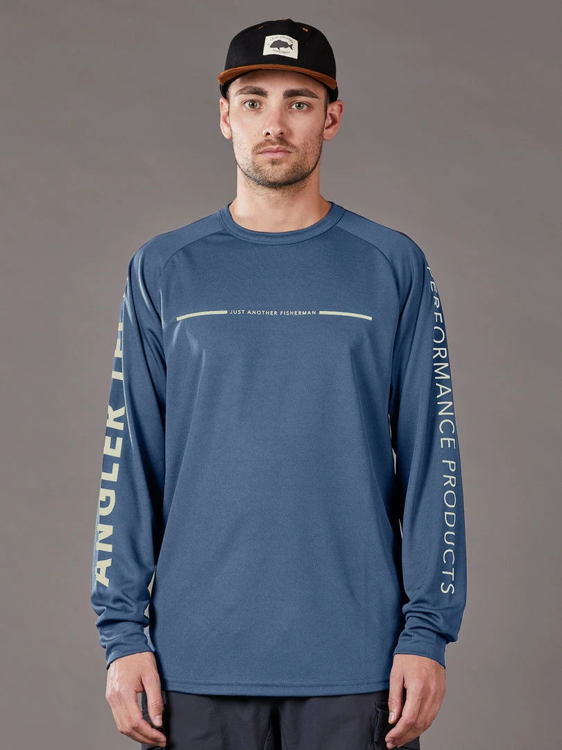 Just Another Fisherman ANGLER TECH LS TEE - BLUE/NATURAL
