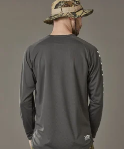 Just Another Fisherman ANGLER TECH LS TEE - CHARCOAL / WHITE