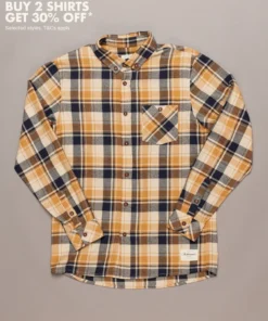 Just Another Fisherman Apparel BOATYARD SHIRT - BONE BROWN/NAVY CHECK