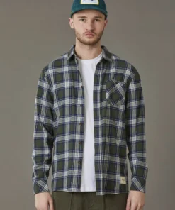 Just Another Fisherman Apparel BOATYARD SHIRT - GREEN/BLUE CHECK