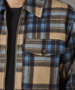 Just Another Fisherman Apparel CABIN CHECK JACKET - TAN/BLUE