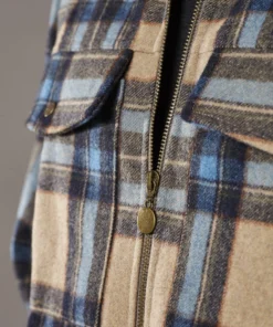 Just Another Fisherman Apparel CABIN CHECK JACKET - TAN/BLUE