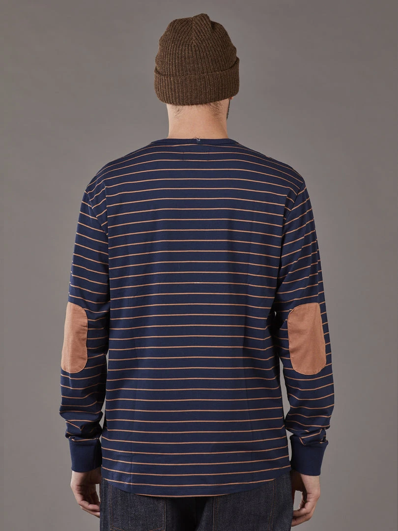 Just Another Fisherman CRITTER STRIPE LS TEE - NAVY/RUST