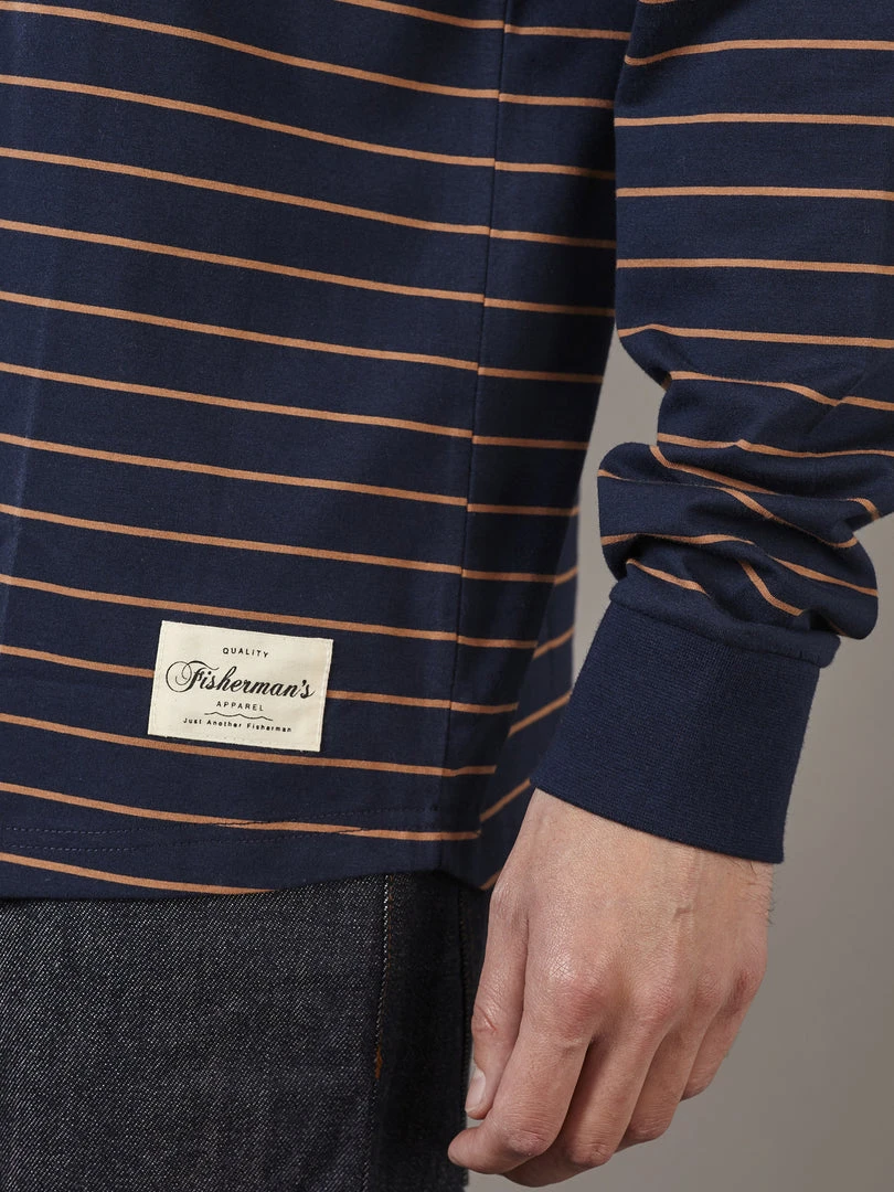 Just Another Fisherman CRITTER STRIPE LS TEE - NAVY/RUST