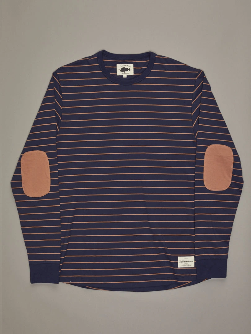 Just Another Fisherman CRITTER STRIPE LS TEE - NAVY/RUST