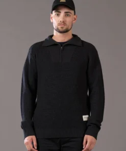 Just Another Fisherman DEEP SEA ZIP KNIT - LICORICE Apparel