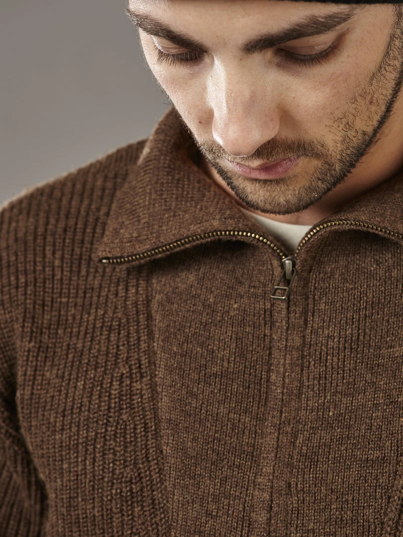 Just Another Fisherman DEEP SEA ZIP KNIT - BROWN