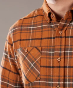 Just Another Fisherman FLANAGAN FLANNEL SHIRT - RUST/BROWN CHECK