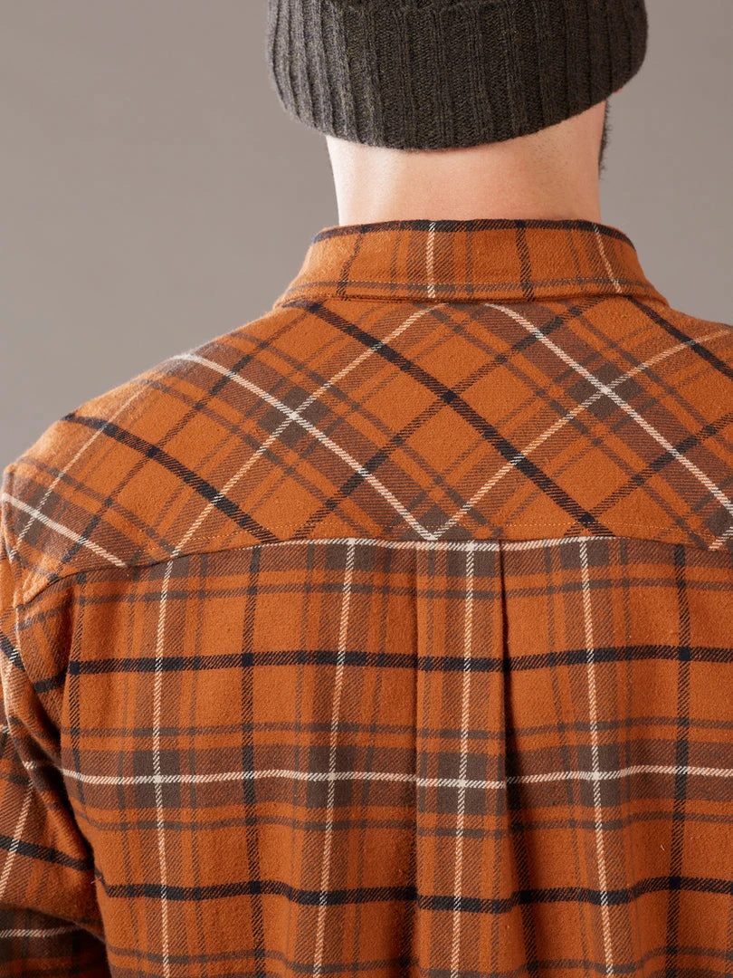 Just Another Fisherman FLANAGAN FLANNEL SHIRT - RUST/BROWN CHECK