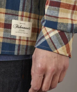 Just Another Fisherman Apparel FLANAGAN FLANNEL SHIRT - TAN/BLUE