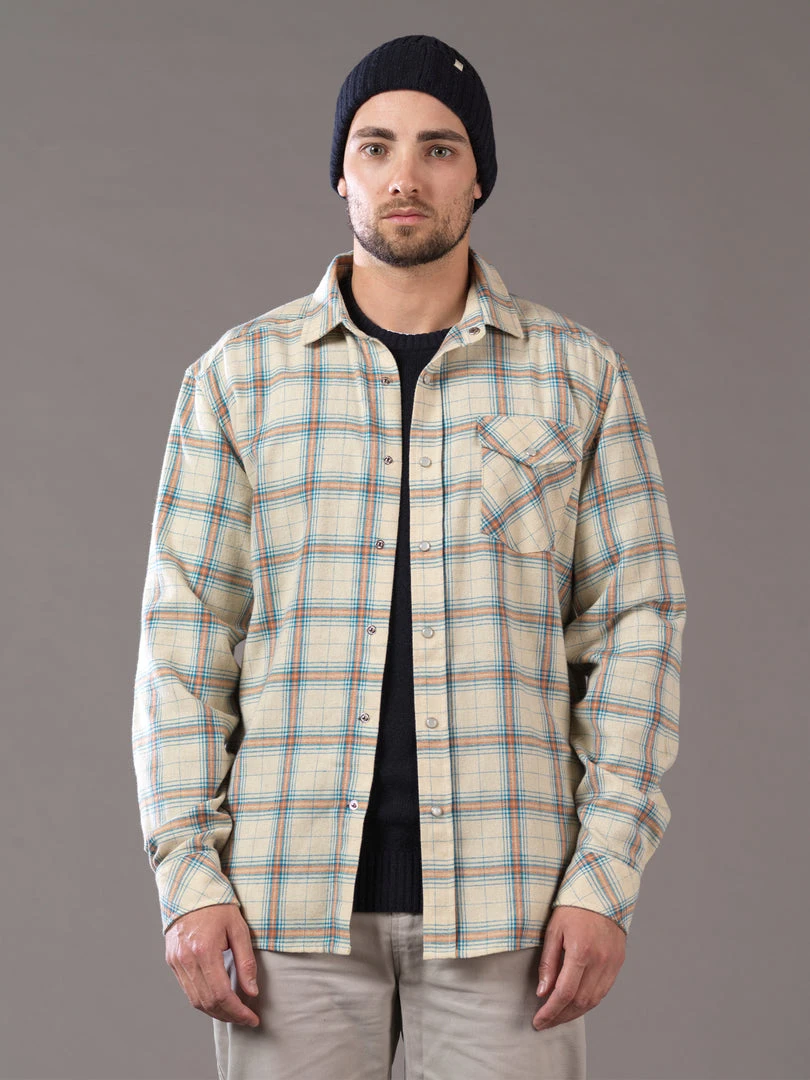 Just Another Fisherman JACK MAC SHIRT - SAND/BLUE/BROWN CHECK Apparel