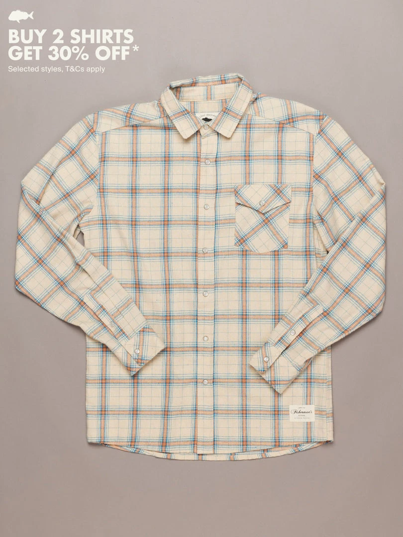 Just Another Fisherman JACK MAC SHIRT - SAND/BLUE/BROWN CHECK Apparel