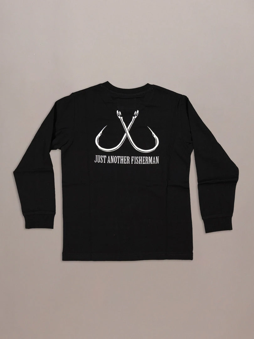 Just Another Fisherman LITTLE ANGLERS HOOK LS TEE - BLACK