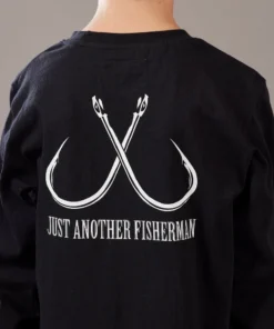 Just Another Fisherman LITTLE ANGLERS HOOK LS TEE - BLACK