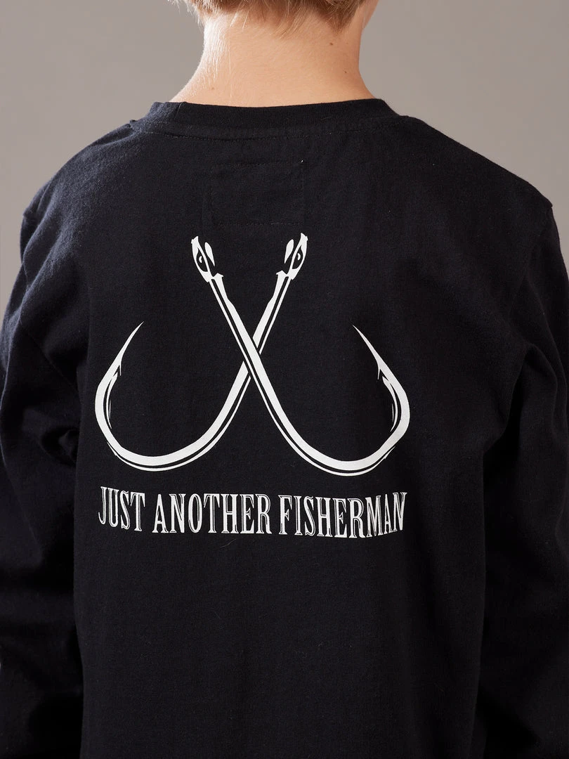Just Another Fisherman LITTLE ANGLERS HOOK LS TEE - BLACK