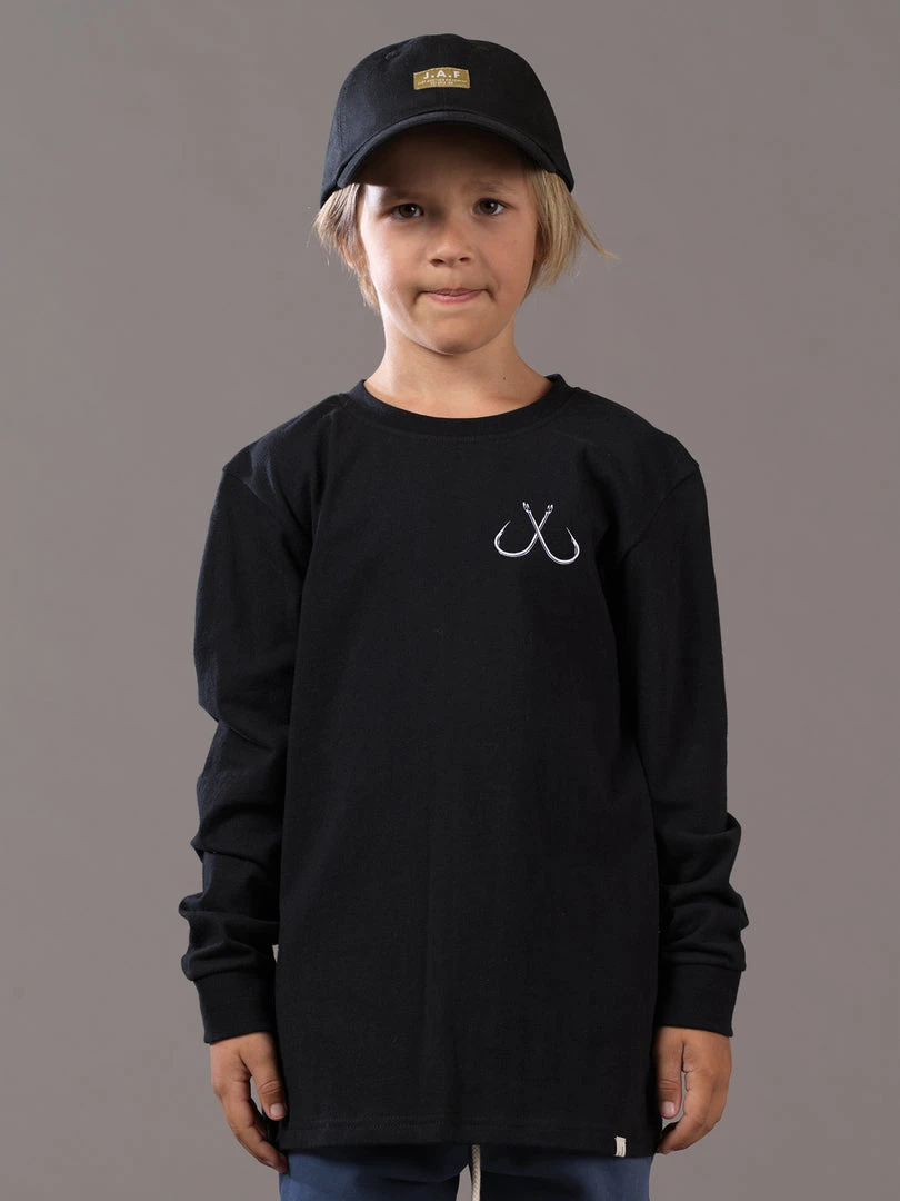 Just Another Fisherman LITTLE ANGLERS HOOK LS TEE - BLACK