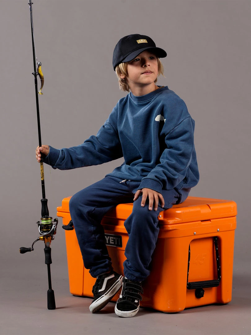 Just Another Fisherman LITTLE SNAPPER STAMP TRACKPANTS - OVERDYED MIDNIGHT NAVY