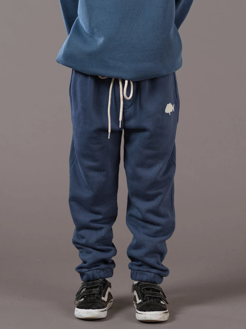 Just Another Fisherman LITTLE SNAPPER STAMP TRACKPANTS - OVERDYED MIDNIGHT NAVY