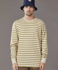 Just Another Fisherman CRITTERS STRIPE LS TEE - NATURAL/KHAKI/ORANGE
