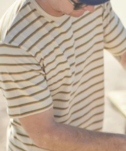 Just Another Fisherman Apparel MAC STRIPE TEE - NATURAL/KHAKI/ORANGE