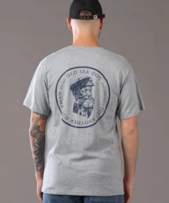 Just Another Fisherman OLD SEA DOG TEE - GREY MARLE/NAVY