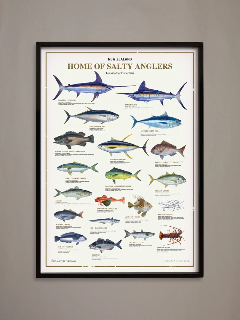 Just Another Fisherman Apparel HOME OF THE SALTY ANGLERS PRINT - FRAMED