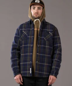 Just Another Fisherman Apparel SEAPORT SHEARLING SHIRT - NAVY/GREEN