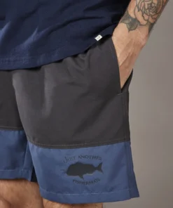 Just Another Fisherman Apparel SNAPPER LOGO SHORTS - CHARCOAL/BLUE