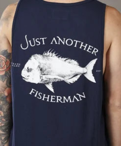 Just Another Fisherman SNAPPER LOGO SINGLET - NAVY Apparel