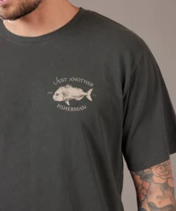 Just Another Fisherman Apparel SNAPPER LOGO TEE - AGED BLACK/SAND
