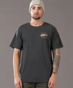 Just Another Fisherman Apparel SNAPPER LOGO TEE - AGED BLACK/SAND