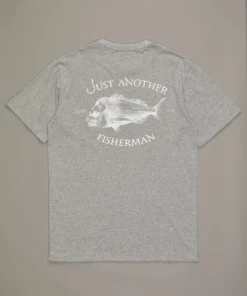 Just Another Fisherman Apparel SNAPPER LOGO TEE - GREY MARLE / WHITE