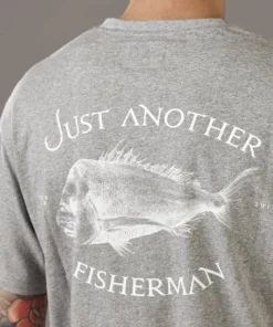 Just Another Fisherman Apparel SNAPPER LOGO TEE - GREY MARLE / WHITE