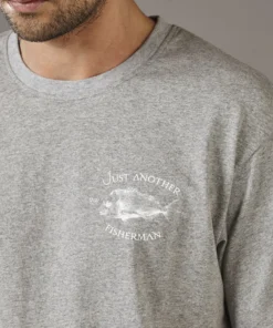 Just Another Fisherman Apparel SNAPPER LOGO TEE - GREY MARLE / WHITE