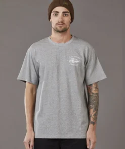 Just Another Fisherman Apparel SNAPPER LOGO TEE - GREY MARLE / WHITE