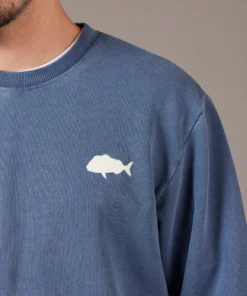 Just Another Fisherman SNAPPER STAMP CREW - OVERDYED MIDNIGHT NAVY Apparel