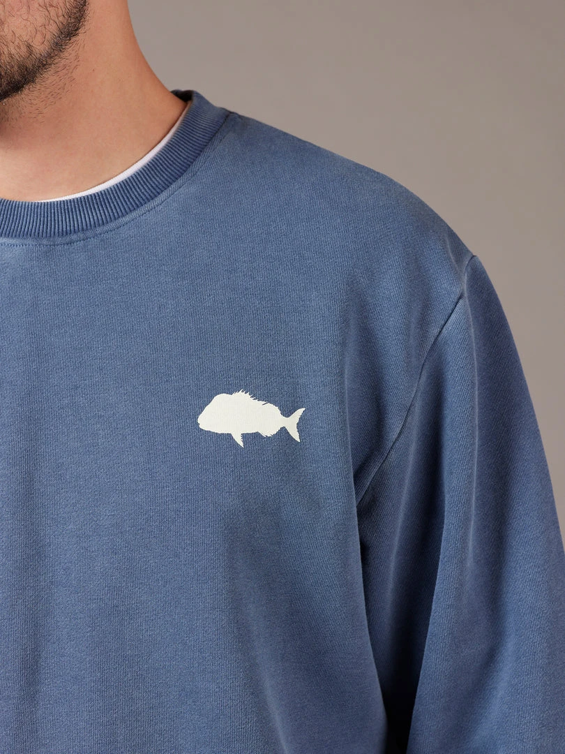 Just Another Fisherman SNAPPER STAMP CREW - OVERDYED MIDNIGHT NAVY Apparel