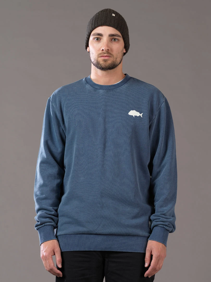 Just Another Fisherman SNAPPER STAMP CREW - OVERDYED MIDNIGHT NAVY Apparel