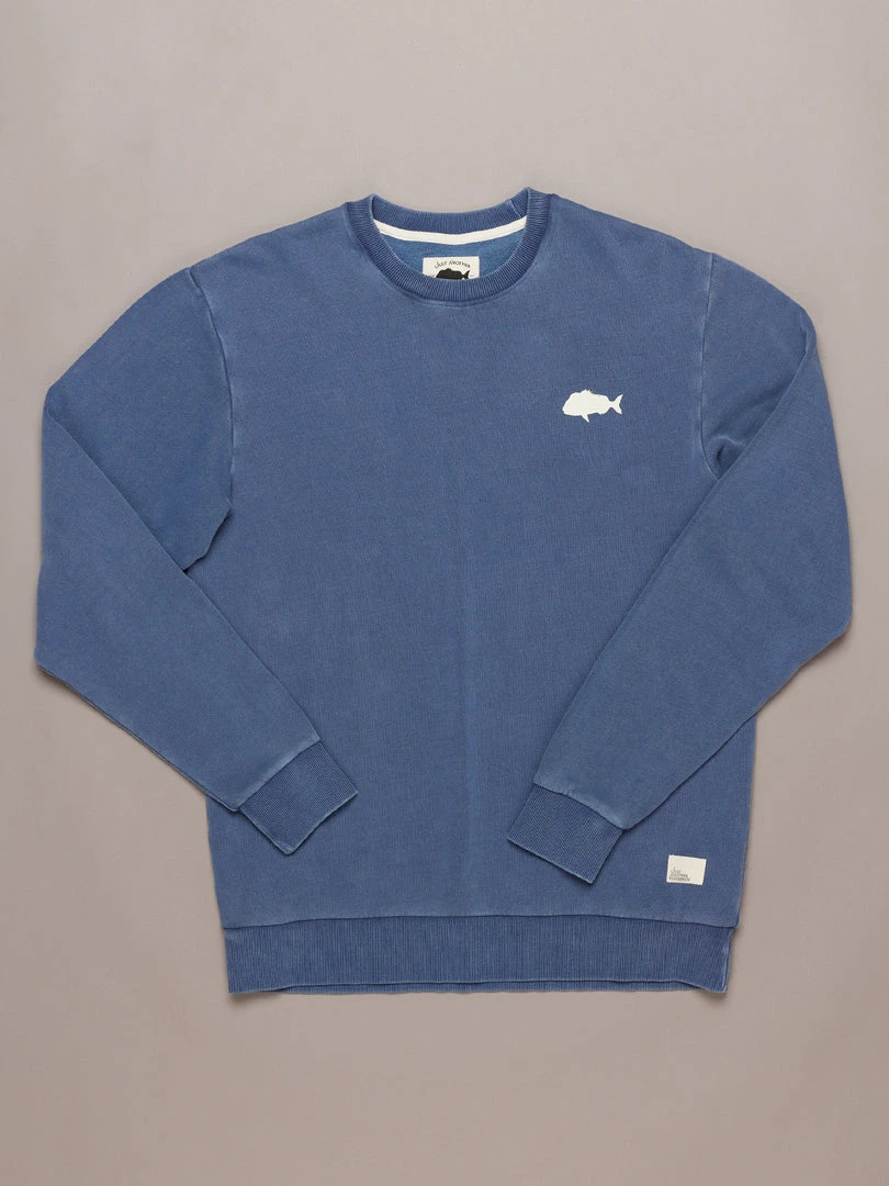 Just Another Fisherman SNAPPER STAMP CREW - OVERDYED MIDNIGHT NAVY Apparel