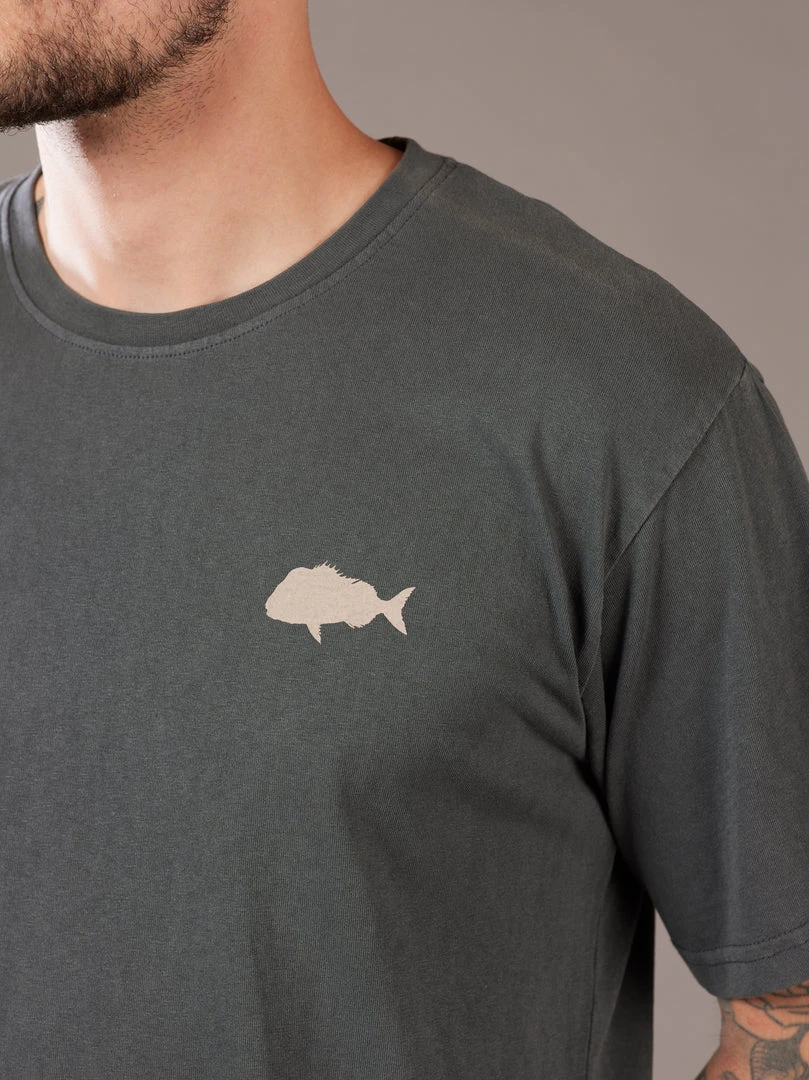 Just Another Fisherman SNAPPER STAMP TEE - AGED BLACK