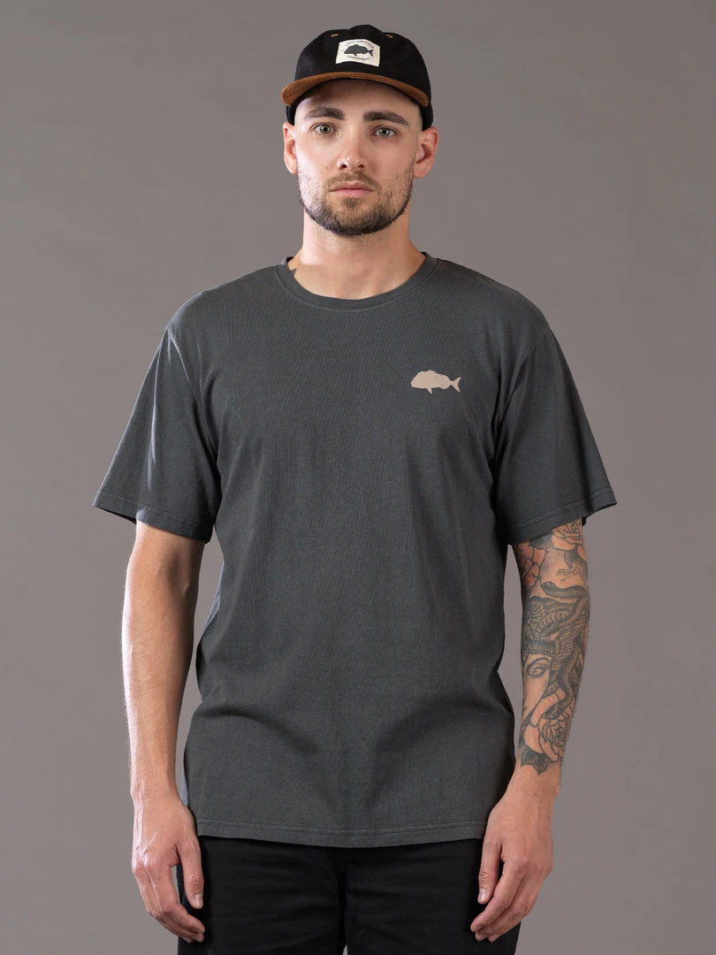 Just Another Fisherman SNAPPER STAMP TEE - AGED BLACK