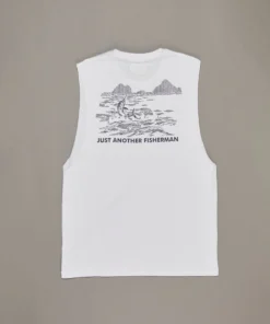 Just Another Fisherman VINTAGE ANGLER TANK - WHITE Apparel