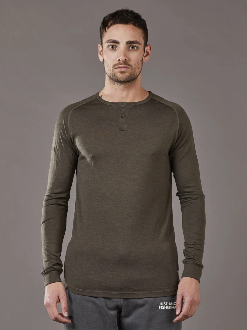 Just Another Fisherman MERINO ANGLERS LS UNDERLAY - MILITARY GREEN