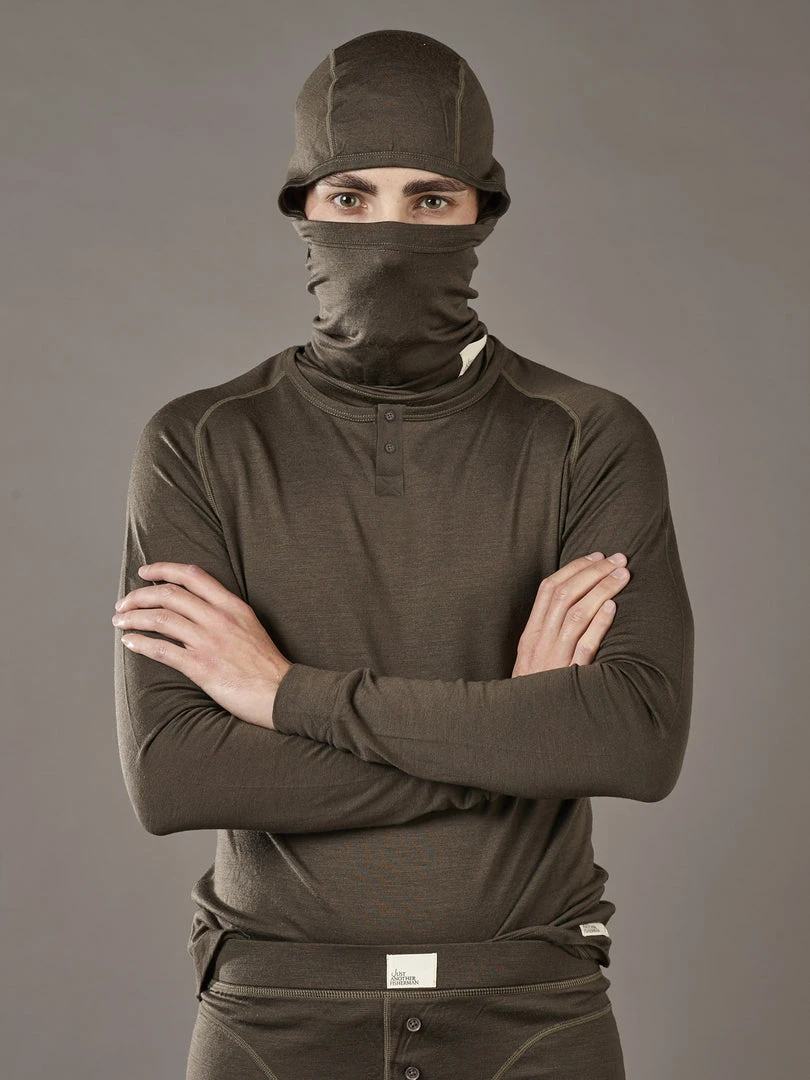 Just Another Fisherman MERINO ANGLERS LS UNDERLAY - MILITARY GREEN